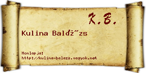 Kulina Balázs névjegykártya